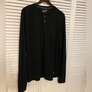 SPYDER Black Thermal waffle knit long sleeve henley